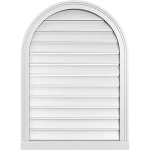 26 in. x 36 in. Round Top Surface Mount PVC Gable Vent: Functional with Brickmould Sill Frame