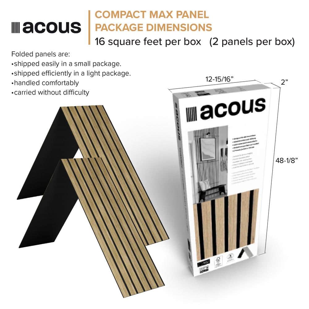 Light Oak 12'' x 96'' Foldable Wall Panels with Horizontal Slats