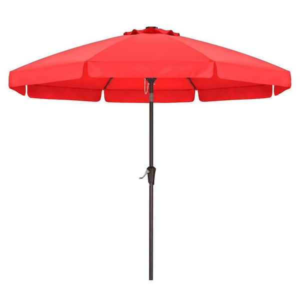 black white stripe patio umbrella Market 8.5' Round Black & Natural White Stripe Outdoor Umbrella with Black  Base