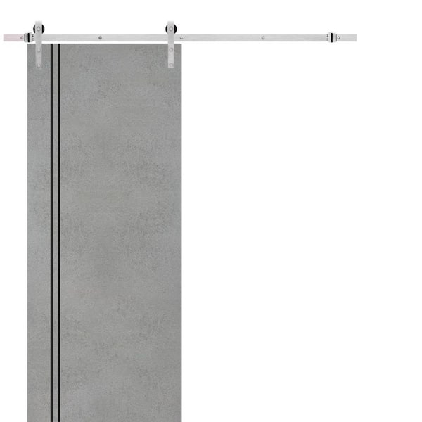 Sartodoors 36 in. x 96 in. 1-Panel Concrete Solid Wood with Honeycomb Sliding Barn Door with Hardware Kit