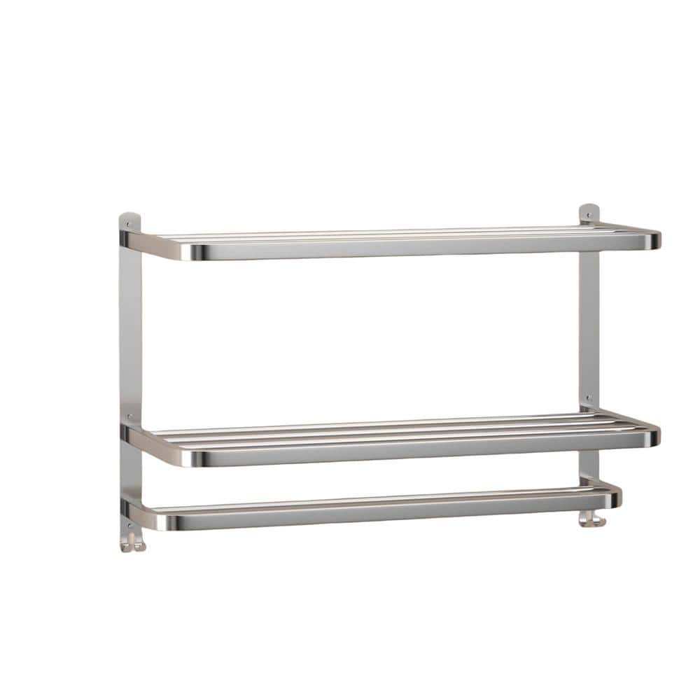 23 in. W x 9.2 in. D Silver Decorative Wall Shelf, 3-Tier Towel Racks for B