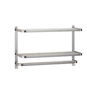 23 in. W x 9.2 in. D Silver Decorative Wall Shelf, 3-Tier Towel Racks for Bathroom