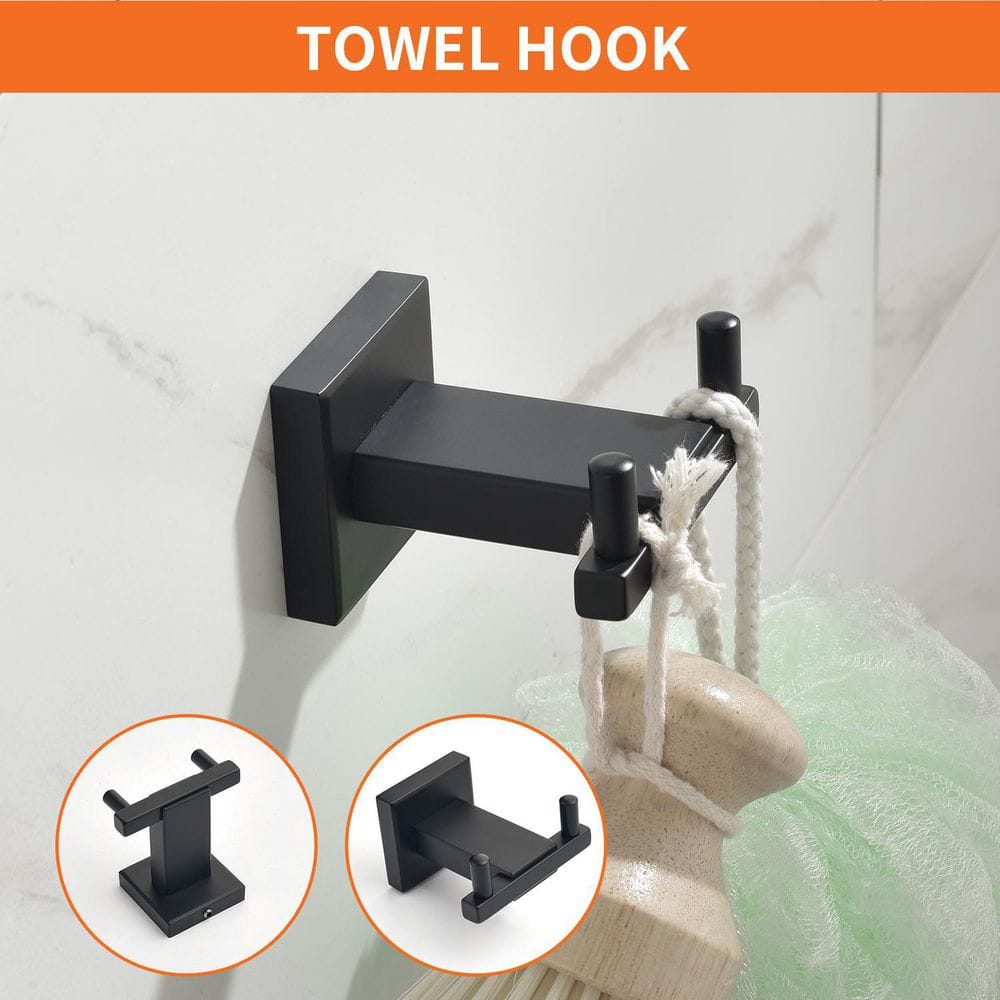 Matte Black 4-Piece Stainless Steel Bathroom Hardware Set