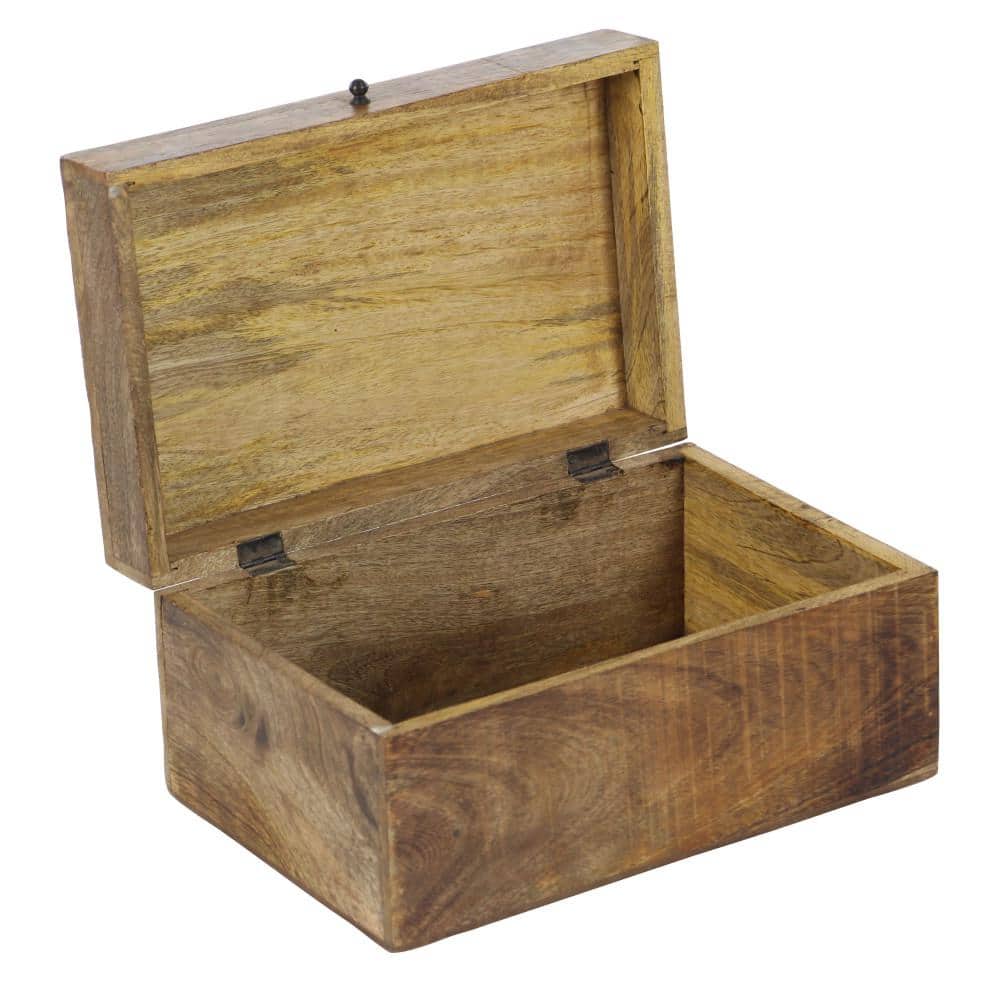 Rustic Mango Wood Floral Carved Lidded Box Set