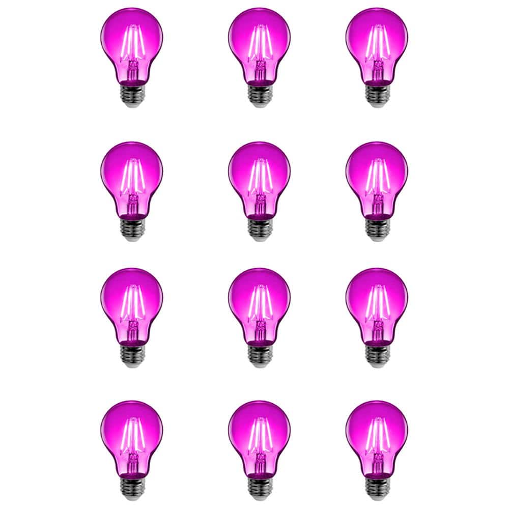 25-Watt Equivalent A19 Dimmable Filament Pink Colored Glass E26 Medium Base