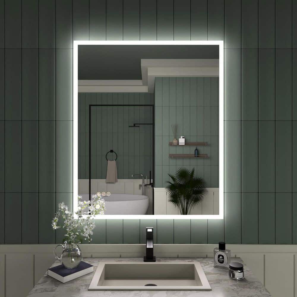 30 in. W x 36 in. H Rectangular Frameless LED Single Wall Bathroom Vanity Mirror in Polished Crystal price history on PriceWatchPro