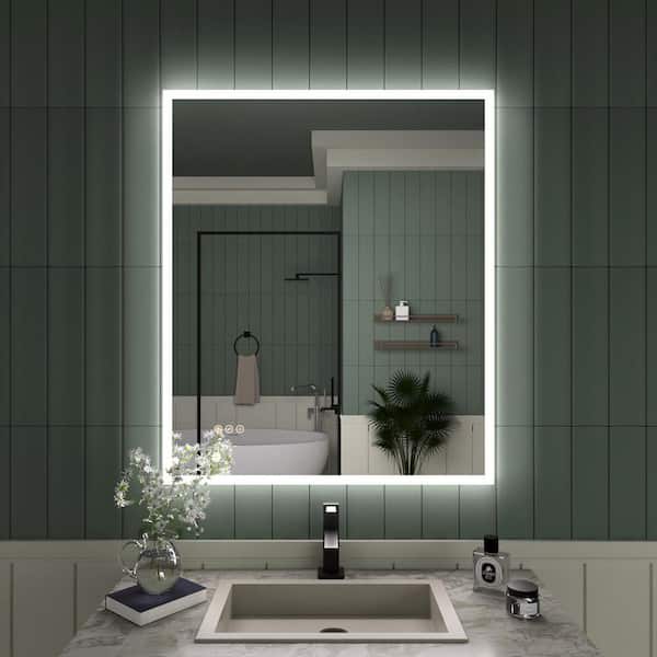 IA 30 in. W x 36 in. H Rectangular Frameless LED Wall Bathroom Vanity Mirror in Polished Crystal