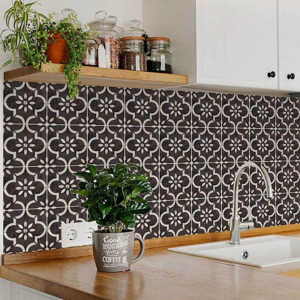 Black and White R89 4 in. x 4 in. Vinyl Peel and Stick Tile (24-Tiles, 2.67 sq. ft. /Pack)