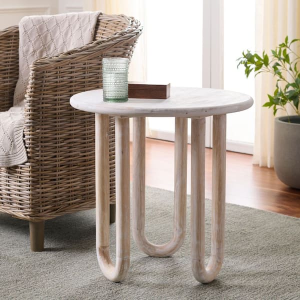 Jazmin 22 in. Natural Wash Wood Round End Table