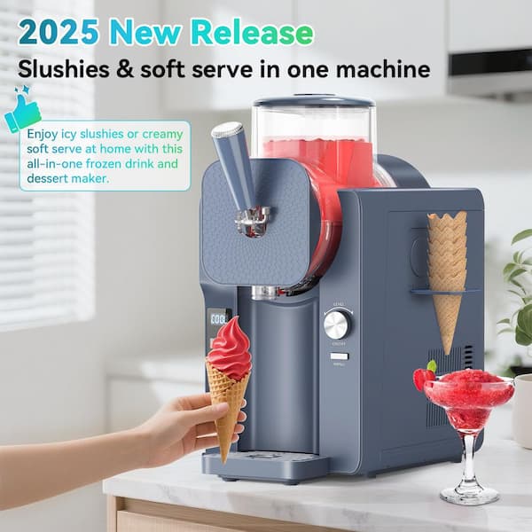 Denjol 68 oz. Blue Snow Cone Machine and Ice Cream Maker with 5 