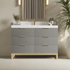 Hammond 48 in. W x 22 in. D x 33.5 in. H Single Bath Vanity in Gray with White Quartz Counter Top with White Basin