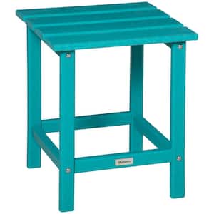 18 in. Turquoise Square Plastic Outdoor Bistro Table for Adirondack Chair, Backyard or Lawn
