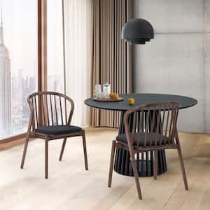 Echo Black/Walnut Faux Leather and Wood Armless Dining Chairs - Set of 2