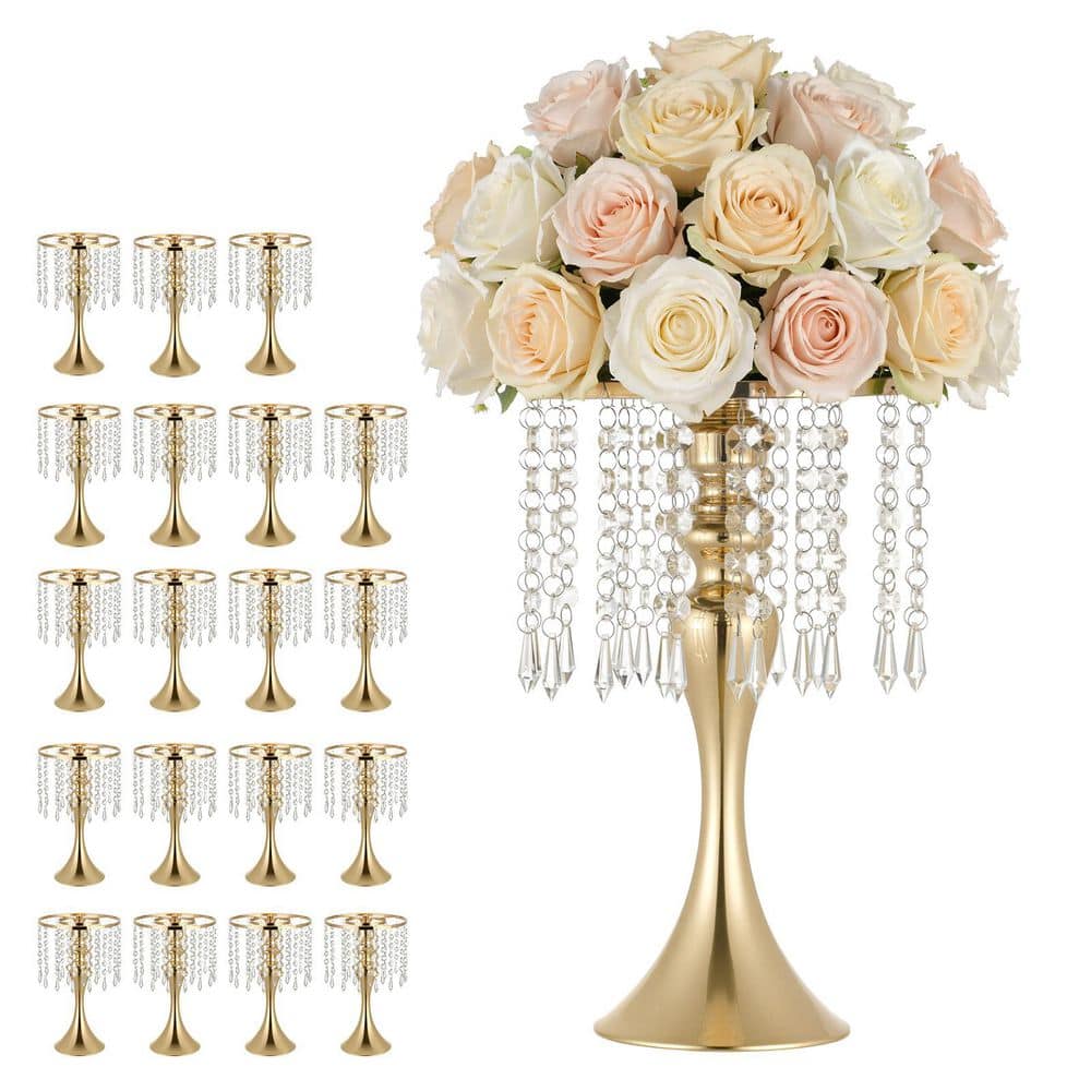 Wedding Flower Vase, 13.2 in. Table Centerpieces, Crystal Vases with Easy Assembly, Electroplated Finish, Gold, 20 PCS price history on PriceWatchPro