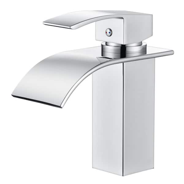SUMERAIN Waterfall Single Handle Single Hole Bathroom Faucet in Chrome