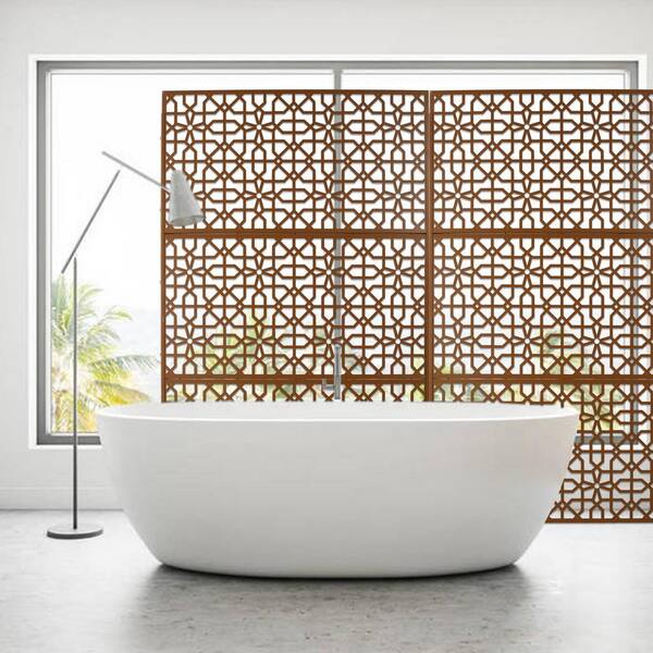 る〜か　ブラウン 4 ft. x 6.3 ft. Brown Steel Outdoor Privacy Screen, Freestanding
