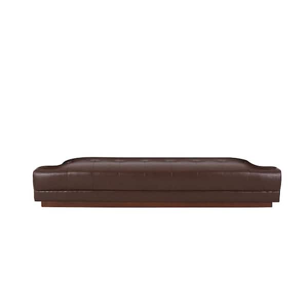 Noble House McCardell 80.75 in Armless Faux Leather Rectangle 3-Seat Sofa Seat Base Only in. Dark Brown