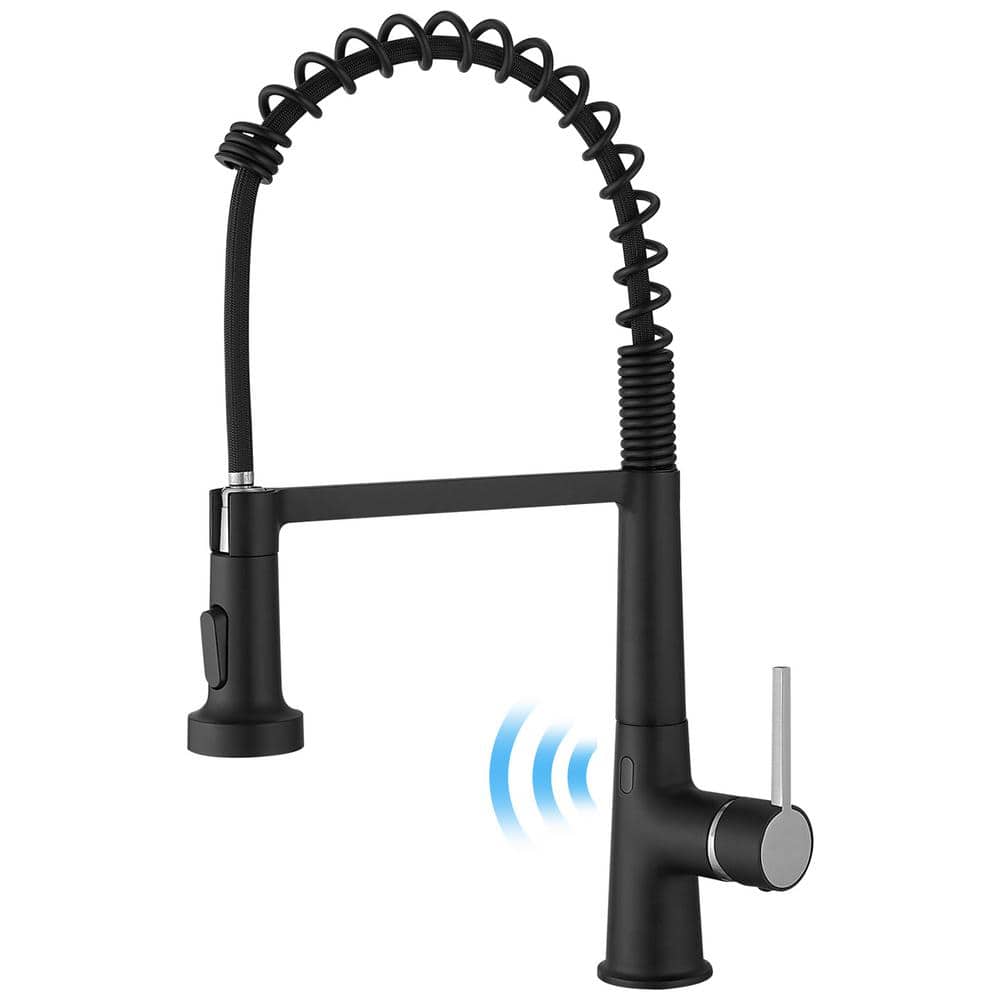 Touchless Sensor Single Handle Pull-Down Sprayer Kitchen Faucet in Matte Bl