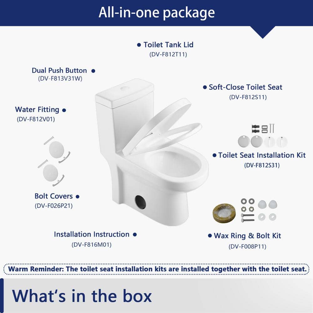 Liberty White Compact One-Piece Dual Flush Toilet