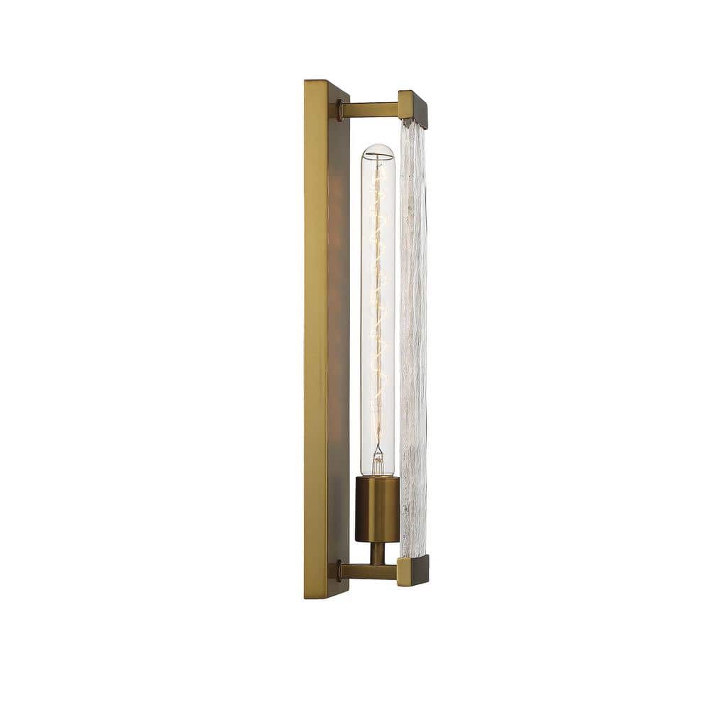 Alberta Warm Brass and Glass Industrial Wall Sconce