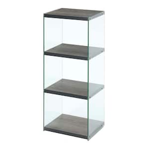 SoHo 40.75 in. H Weathered Gray/Glass 4-Shelf Accent Tower Bookcase