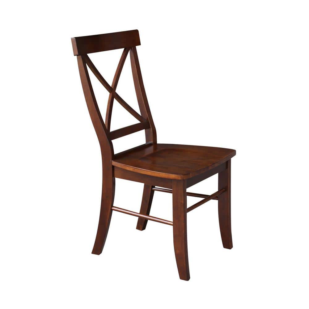 Espresso High Cross Back Solid Wood Side Chairs, Set of 2
