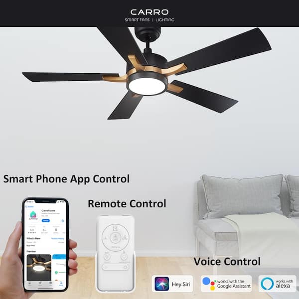 Apex 52 in. Integrated LED Indoor/Outdoor Black Smart Ceiling Fan with Light and Remote, Works w/Alexa/Google Home