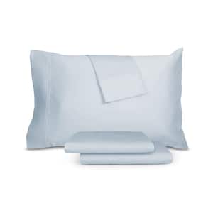 Infrared Wellness 4-Piece Solid Cotton Blend Queen Blue Sheet Set