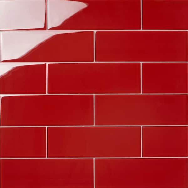 Ivy Hill Tile Contempo Red 4 in. x 12 in. x 8mm Polished Glass Wall Tile (15 pieces 5 sq.ft/Box)
