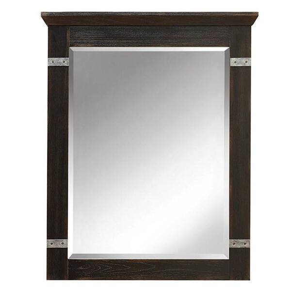 Home Decorators Collection Glenwood 32 in. L x 26 in. W Framed Wall Mirror in Distressed Espresso