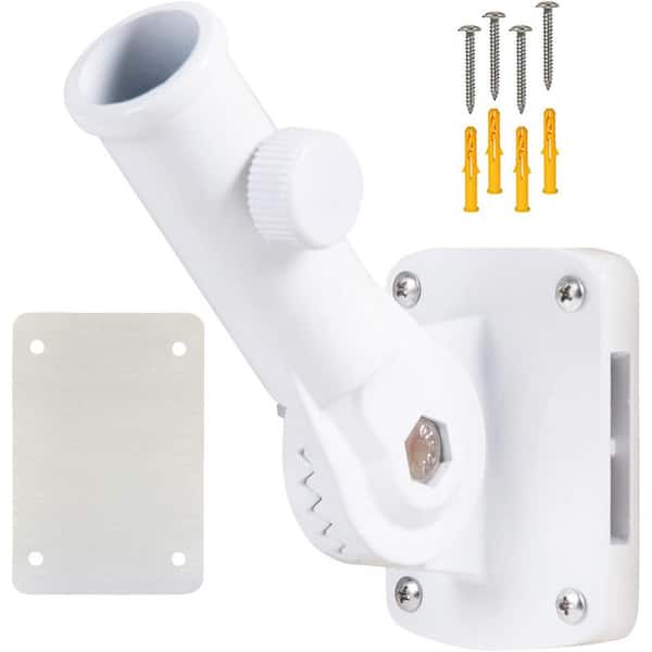 Adjustable 1 in. Aluminum Flag Pole Holder Bracket Heavy Duty Multi-Position Mounting Rust Free White