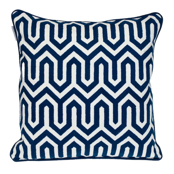 PARKLAND COLLECTION 20 X 20 Transitional Geometric Blue Square 20 in. x 20 in. Pillow