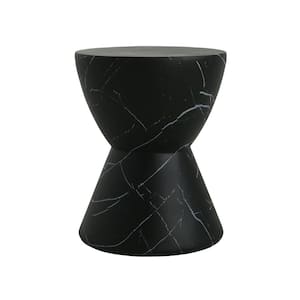 Jorrel Outdoor Patio Round Hourglass Accent Table, Concrete, Black Marble