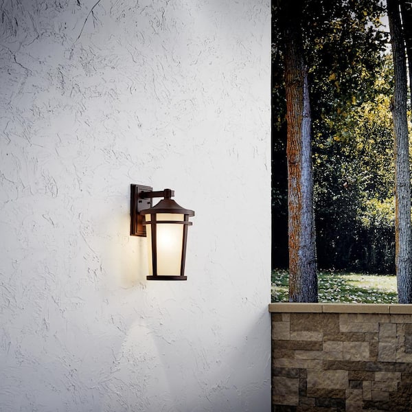 Atwood 17.75 in. 1-Light Brownst1 Outdoor Hardwired Wall Lantern Sconce with No Bulbs Included (1-Pack)