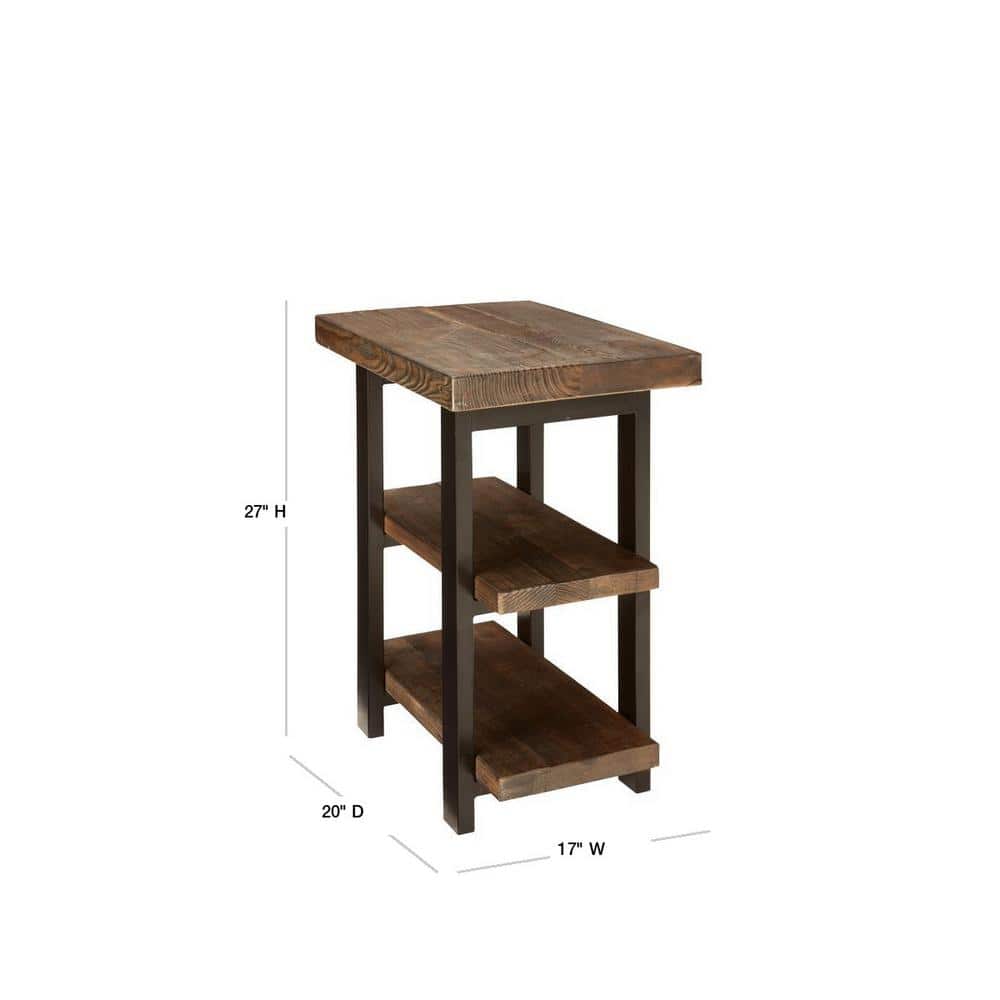 Pomona Rustic Natural 18.5" Reclaimed Wood and Metal End Table