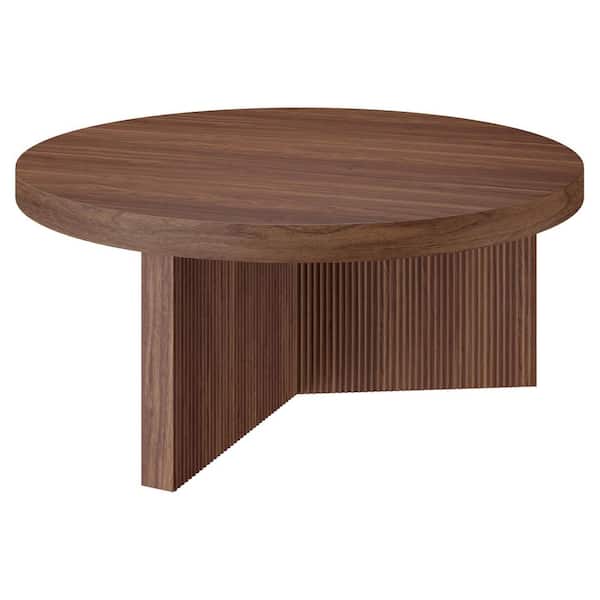 Meyer&Cross Holm 36 in. Satin Walnut Round MDF Top Coffee Table