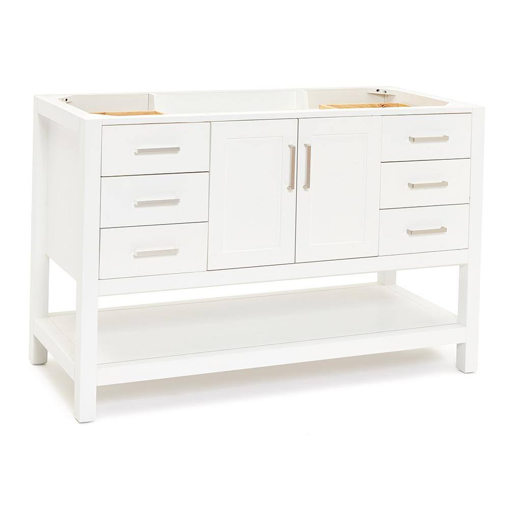 Magnolia 54-Inch White Solid Wood Single Bathroom Vanity Base
