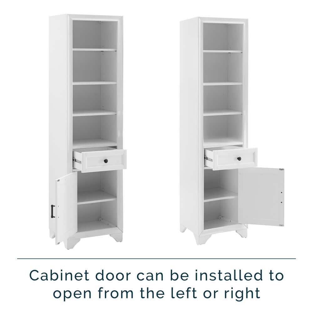 Tara White Linen Cabinet with Adjustable Metal-Hardware Shelving