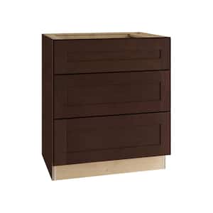 Franklin Stained Manganite Plywood Shaker Assembled 3 Drawer Base Kitchen Cabinet Sft Cls 24 in W x 24 in D x 34.5 in H