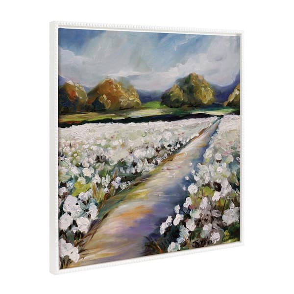 Kate and Laurel Modern Bright Floral Landscape Framed Canvas Wall Art 1-Piece White Art Print, 30 in. x 30 in.