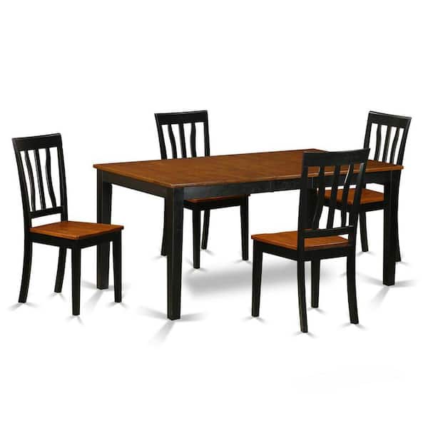 East West Furniture 5-Piece Black and Cherry Finish Solid Wood Top - Dining Room Set - Seats 4