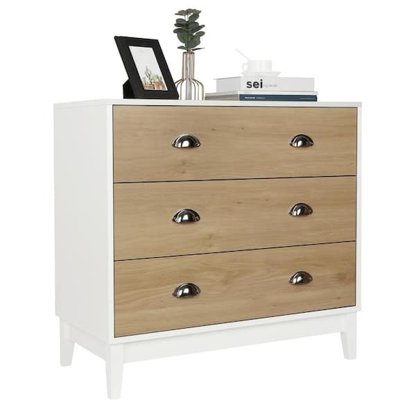 Aupodin White 3-Drawers 31 in. Chest of Drawers