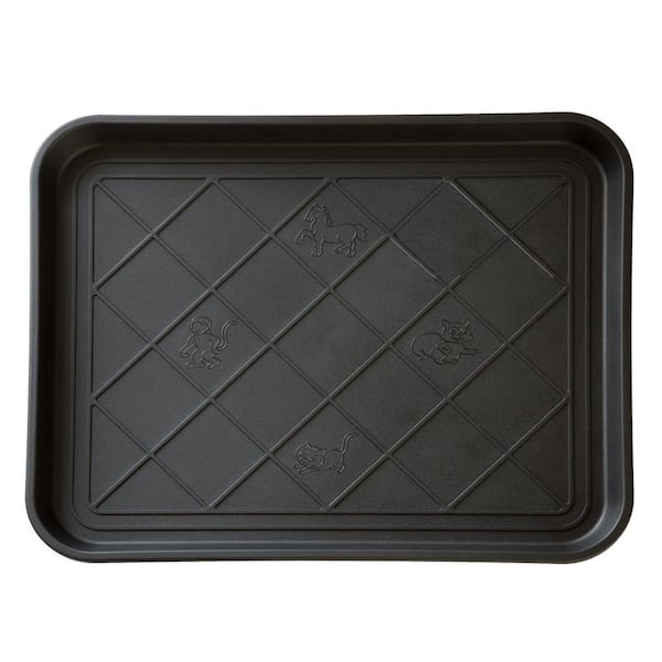 Stalwart Black 15 in. x 20 in. Eco-Friendly Polypropylene Utility Boot Tray Mat