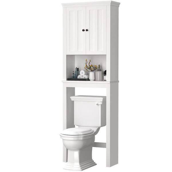 25 in. W x 77 in. H x 7.9 in. D Matte White Bathroom Over-The-Toilet Storage  Cabinet Organizer with Doors and Shelves GM-H-987 - The Home Depot