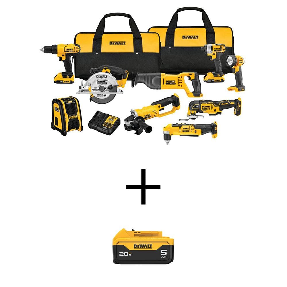 20V MAX Cordless 9-Tool Combo Kit, (2) 20V 2.0Ah Batteries and (1) 20V 5.0Ah Battery -  DEWALT, DCK940D2W205