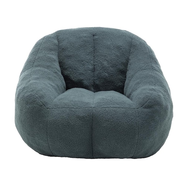 Green Teddy Large (37.4x33.9x32.3 in.) Bean Bag with Memory Foam Filler, Ergonomic Backrest & Armrests