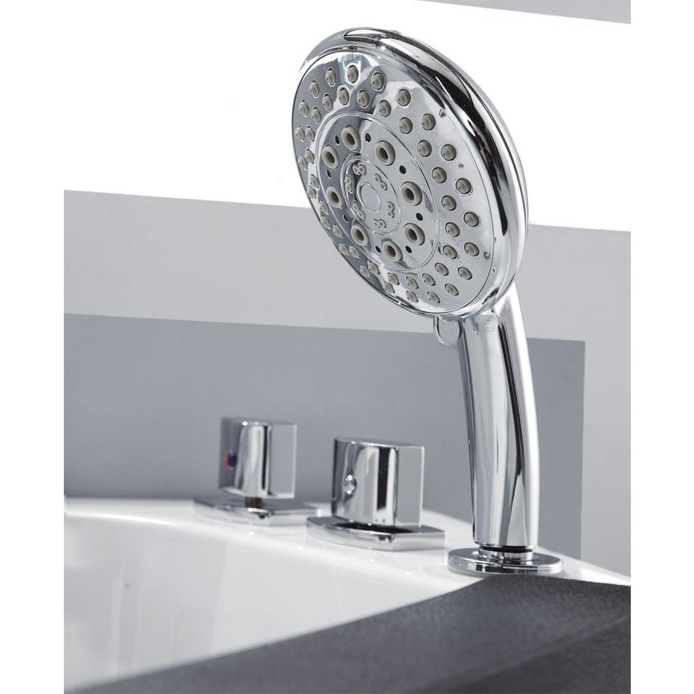 59'' White Acrylic Corner Whirlpool Bathtub with Glass Panel