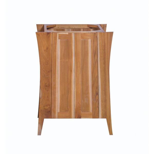EcoDecors Curvature 24 in. L Teak Vanity Cabinet Only in Natural Teak