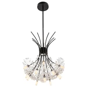 19.68 in. 13-Light Black Modern Crystal Chandelier for Living Room Dining Room with No Bulbs Included