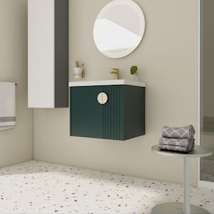 Anky 23.8 in. W x 18.5 in. D x 20.69 in. H Single Sink Bath Vanity in Green with White Ceramic Top
